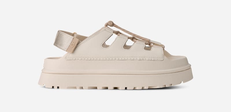 UGG® GoldenGlow Toggle Sandal in White, Size 3, Polyester/Leather