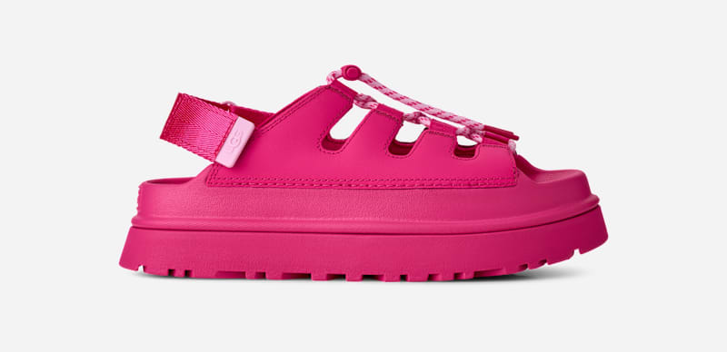 UGG® GoldenGlow Toggle Sandal in Deep Coral, Polyester/Leather