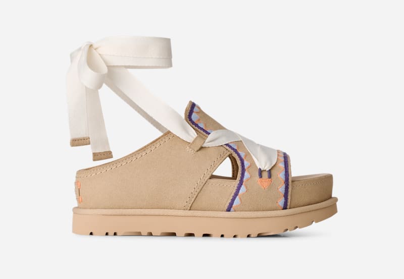 UGG Goldenstar Hi Artistitch-sandaal in Sand Multi, Maat 41, Suede