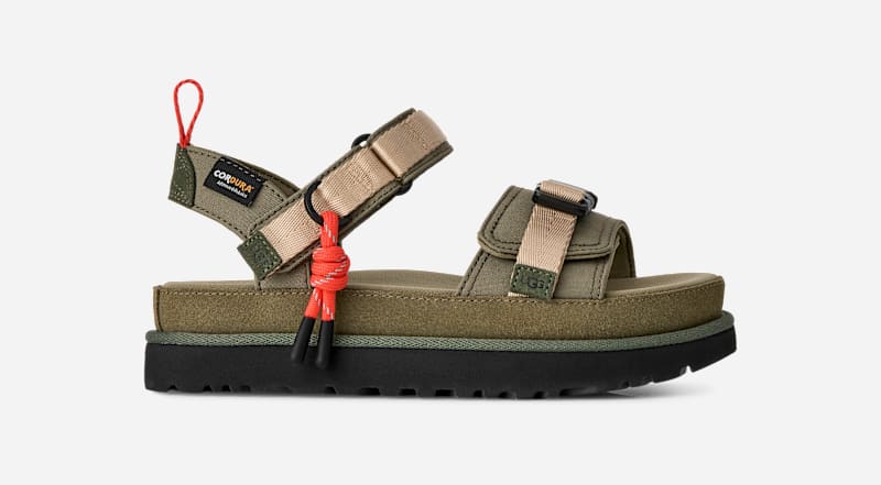 UGG Women's Goldenstar Wildwood Sandal in Green, Size 41 | Suede