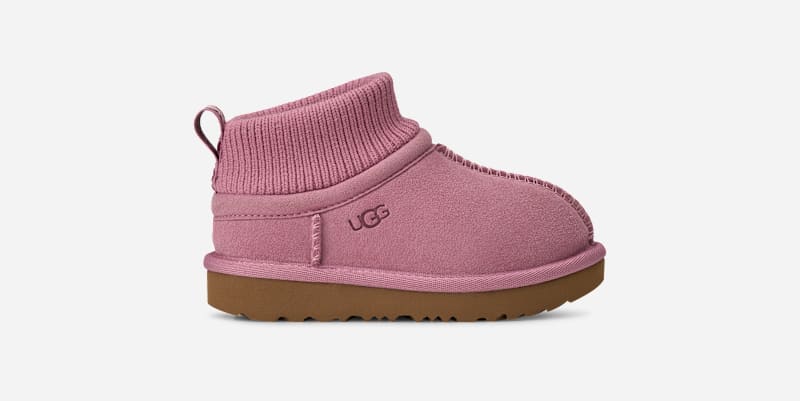UGG® Classic Ultra Stretch Cuff for Kids in Dusty Orchid, Size 5, Suede/Textile/Recycled Materials