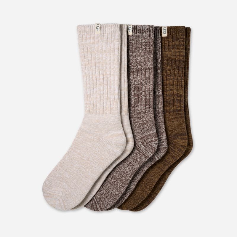 Rib Knit Slouchy Crew 3 Pack Polyester Blend/Recycled Materials