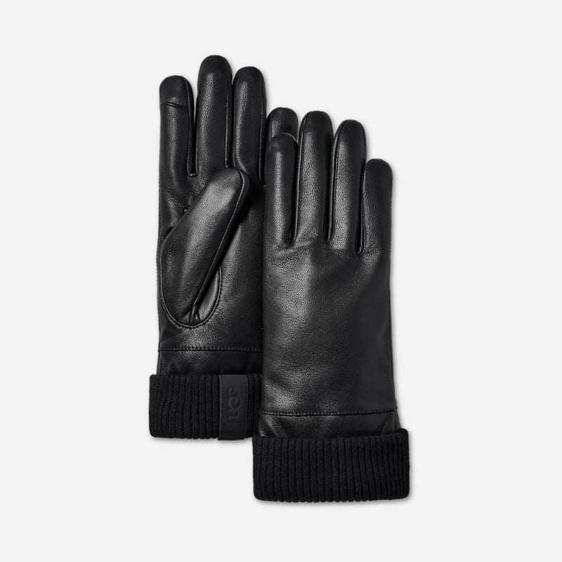UGG® Men's Leather Knit Cuff Glove