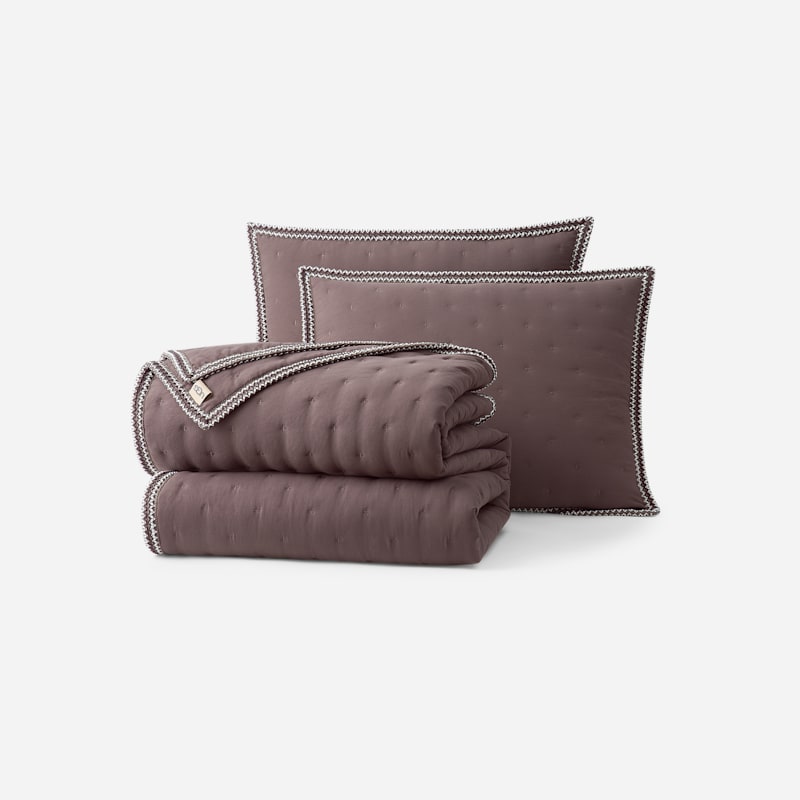 Ugg Devon ®braid Quilt Set F/q Polyester Bedding In Burnt Cedar