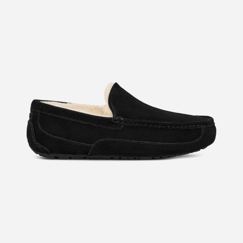 UGG Ascot Hausschuh für Herren in Black, Größe 48.5, Veloursleder