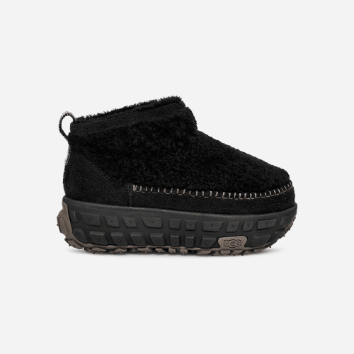 UGG Venture Daze Ultra Mini Cozy Boot for Women in Black, Size 10, Shearling/Leather/Wool