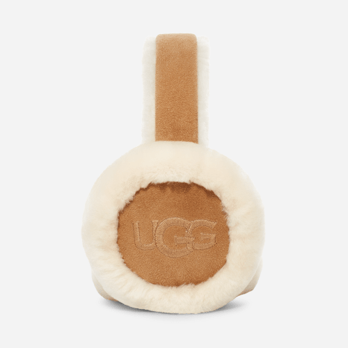 UGG Sheepskin Embroidery Earmuff for female in Chestnut