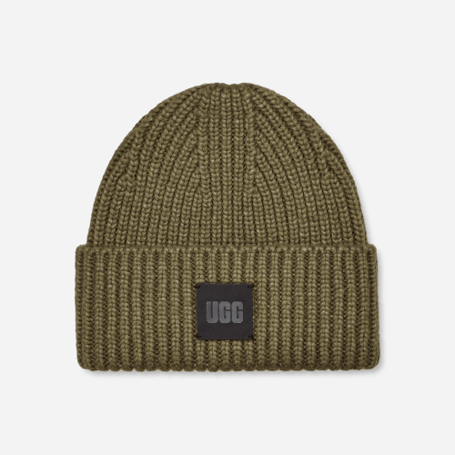 Breit gerippte UGG Beanie für Damen in Green, Größe O/S, Wolle