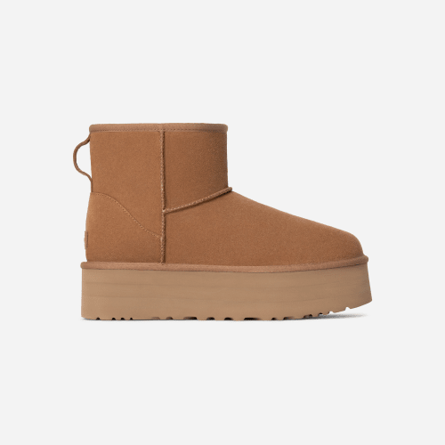 UGG Classic Mini Platform for Women in Brown, Size 9, Suede/Polyester/Wool