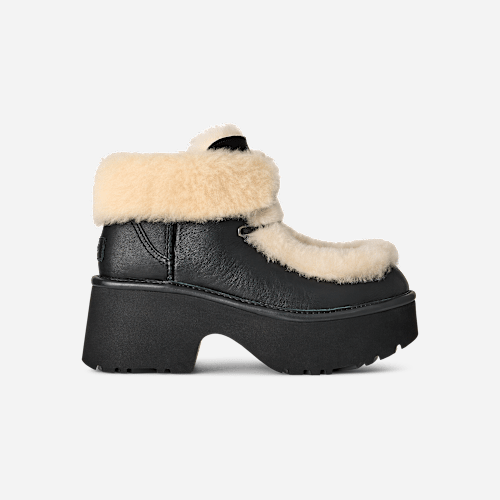 UGG Esmee Leather Lace up for Women in Black, Size 6, Leather/Polyester/Cotton