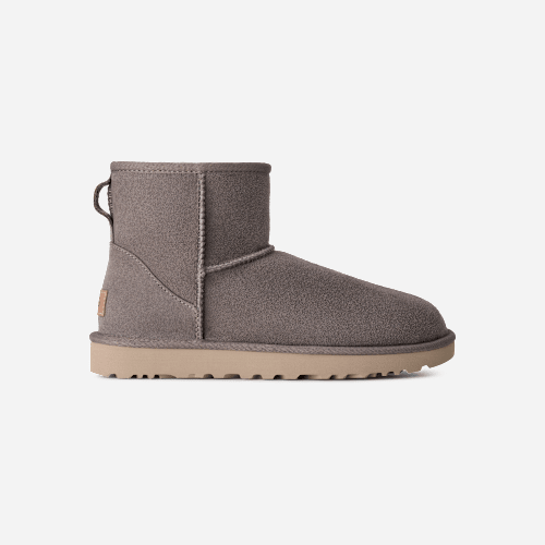 UGG Classic Mini II for Women in Stormy Grey/White Pepper, Size 7, Twinface/Polyester/Leather