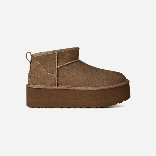 UGG Classic Ultra Mini Platform for Women in Brown, Size 8, Suede/Polyester/Wool