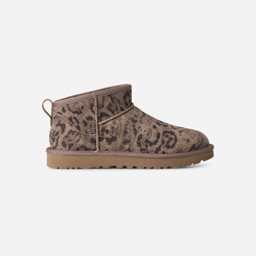 UGG Classic Ultra Mini Spotted Boot for Women in Brown, Size 3, Polyester/Wool