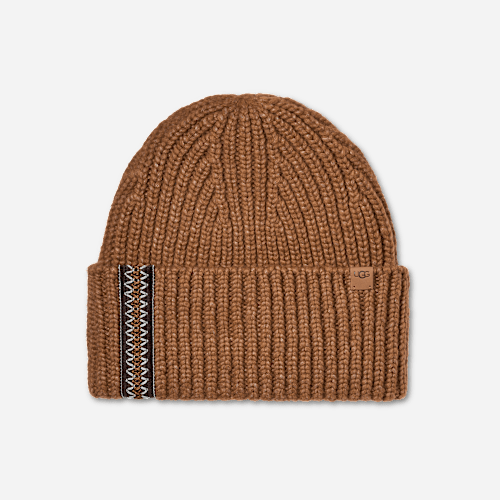 UGG Chunky Rib UGGbraid Beanie for Men in Chestnut