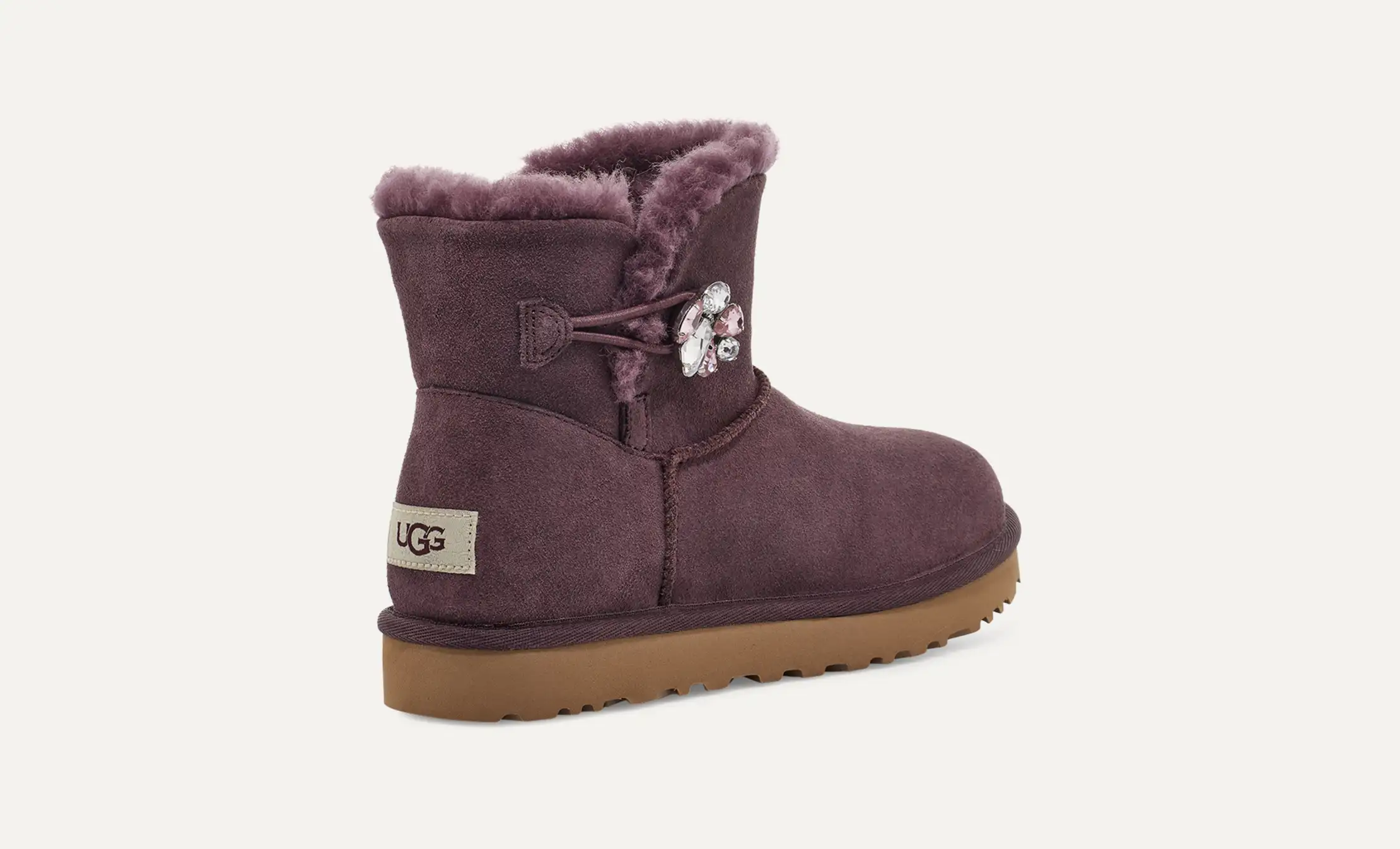 WMNS) UGG Mini Bailey Button Bling Fleece Lined 'Black White