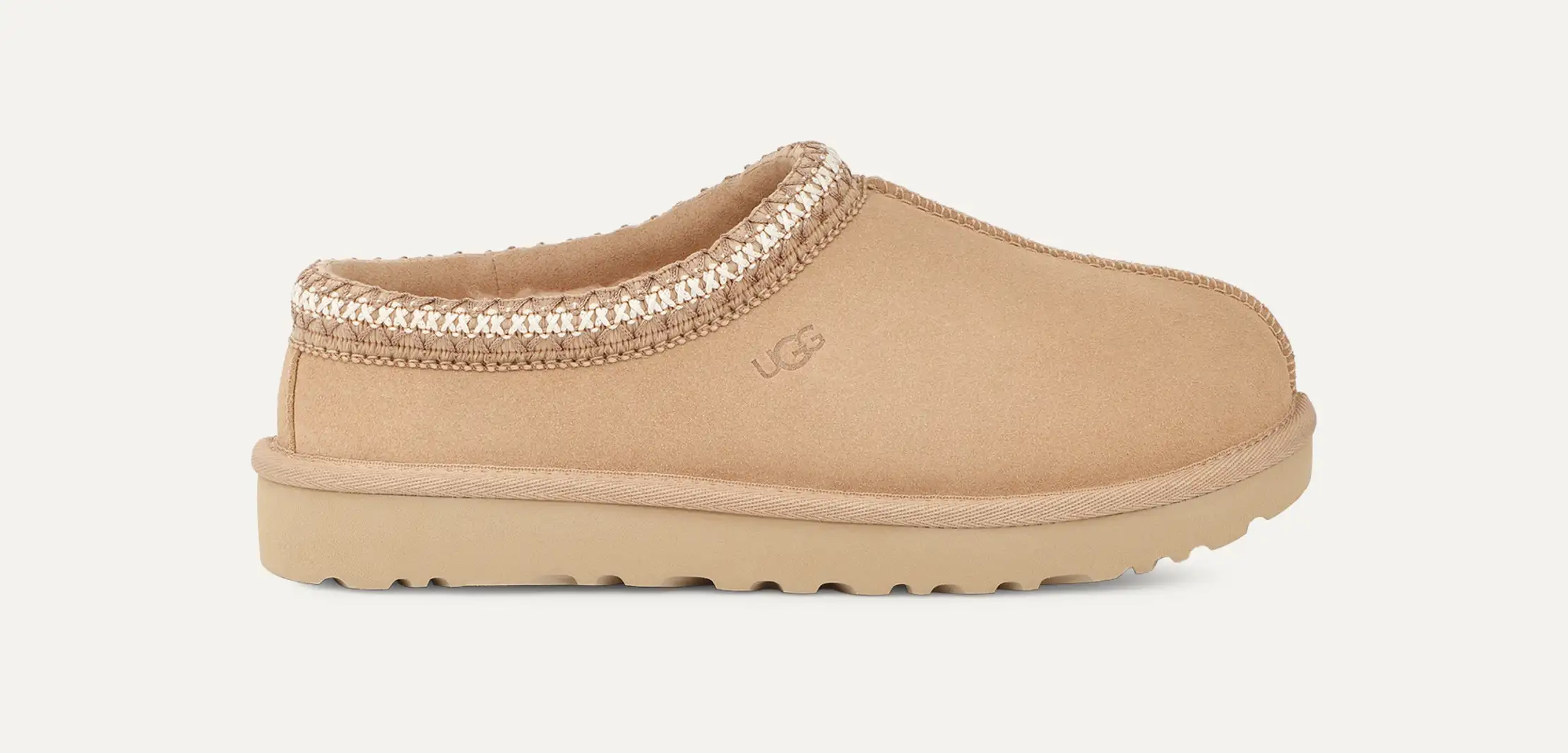 サンダル・ミュール UGG 'Tasman' Beige Mules with Embossed Logo in Suede Woman UGG TASMAN Suede & Sheepskin Slippers 5955 MUSTARD SEED Size