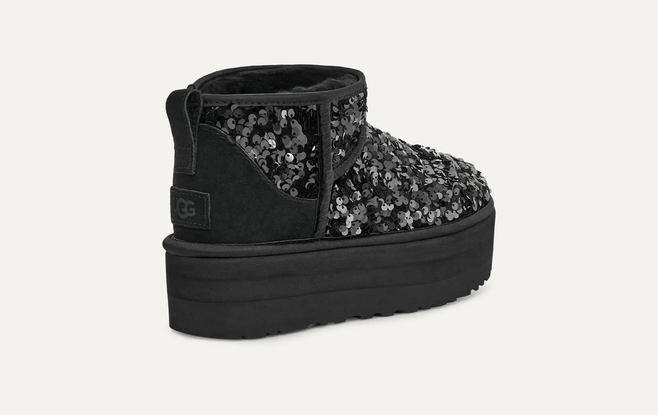 ☆【UGG】☆UGG W Classic Mini Chunky Sequin Boots☆Black☆ UGG Classic Mini Chunky Sequin Boot Black (Women's