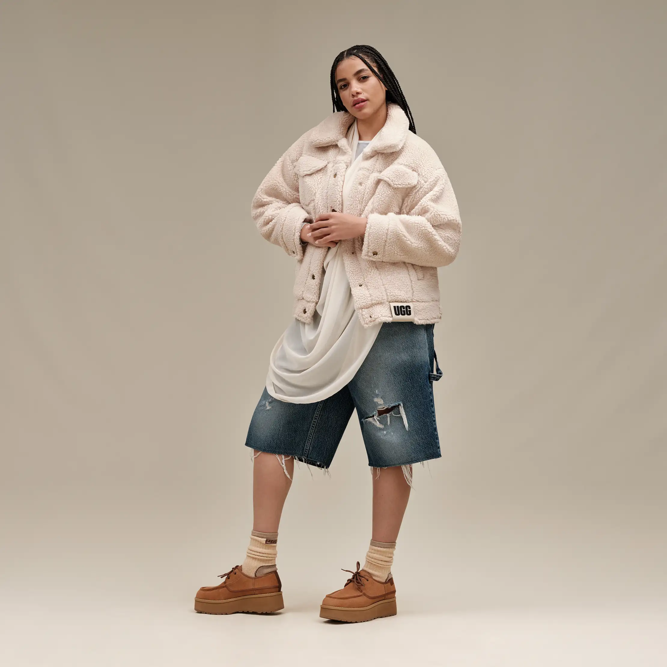 SALE!!【UGG】OLYMPIA JACKET☆モコモコ☆可愛い UGG OLYMPIA JACKET SHERPA FLEECE OVERSIZED HOODED WOMENS XS