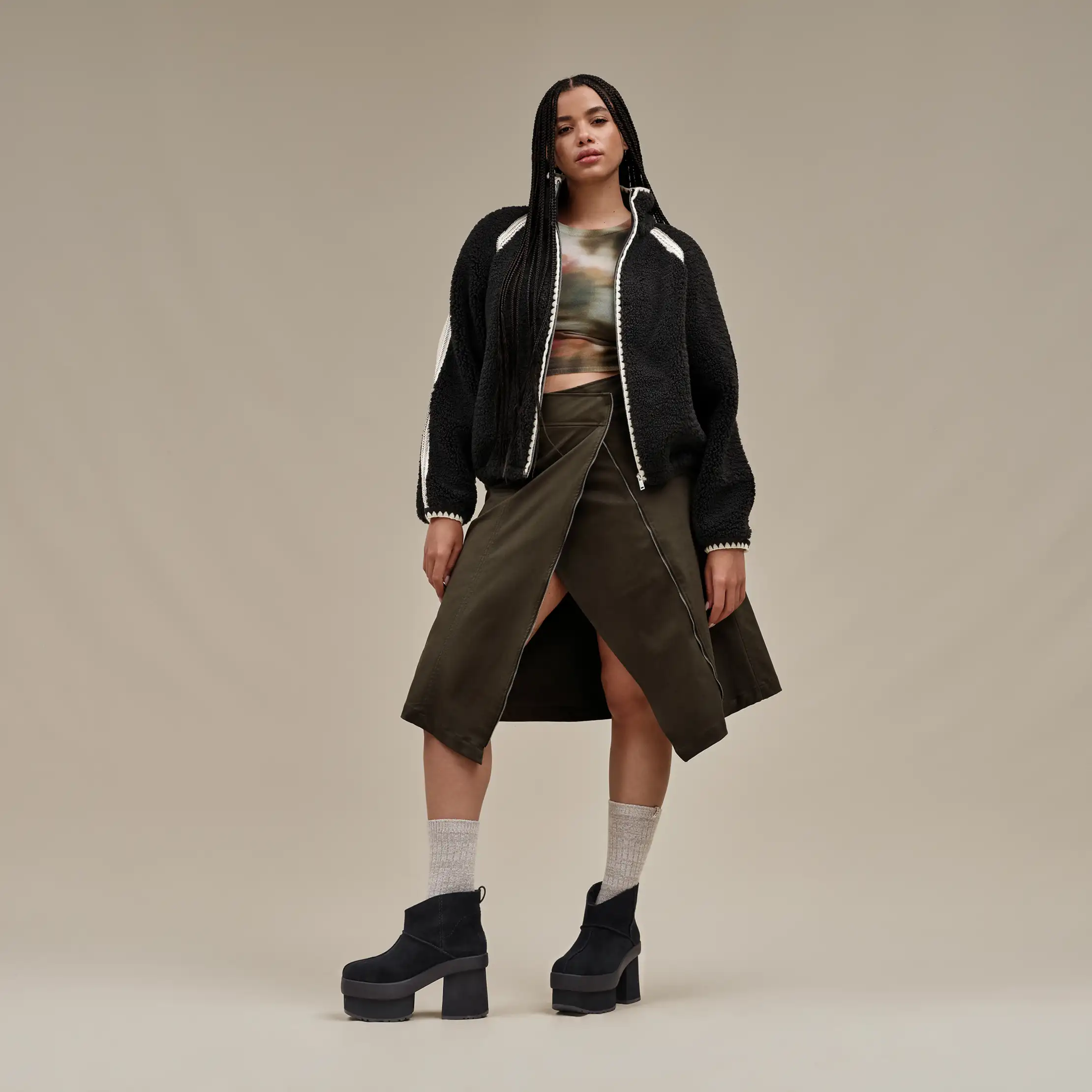【UGG】New Heights Platform Mini UGG New Heights Platform Mini Fur Lined Booties | Dillard's