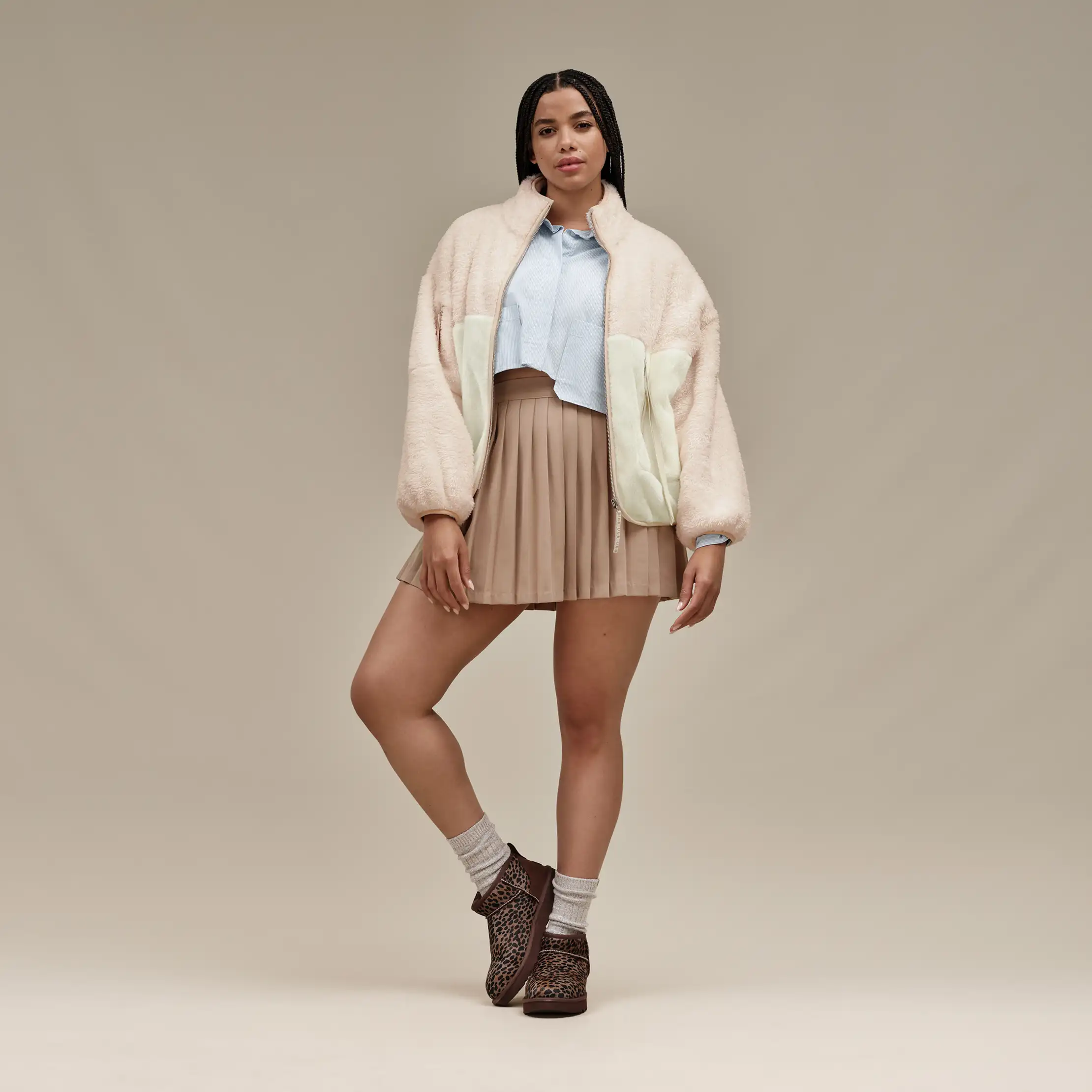 【UGG】Classic Ultra Mini Caspian レオパードが目を惹くブーツ UGG® Classic Ultra Mini Caspian Genuine Calf Hair Bootie