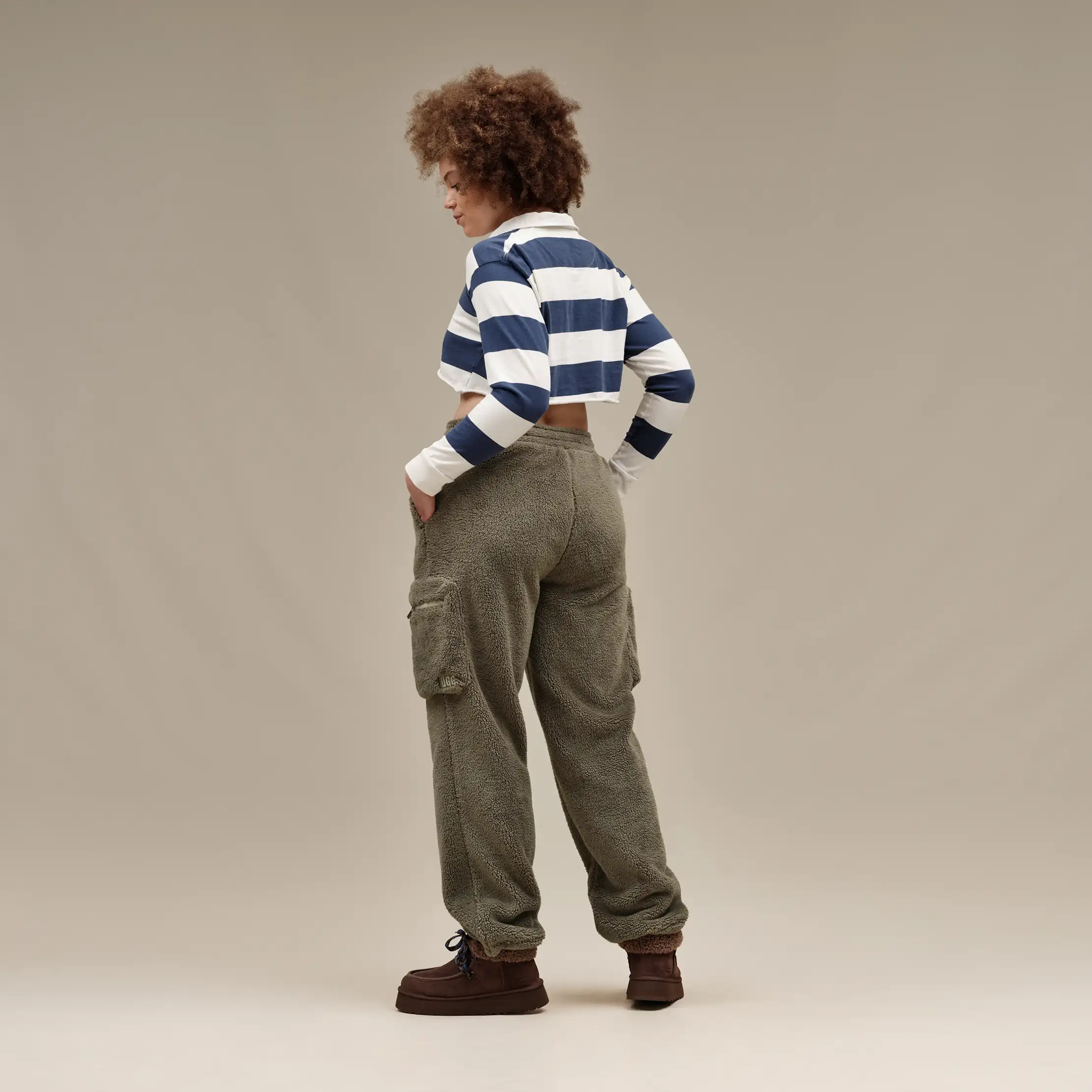 【U LAN】Parry Diagonal Peach Fuzz Cargo Pants Tapered-Cargo-Jogger-