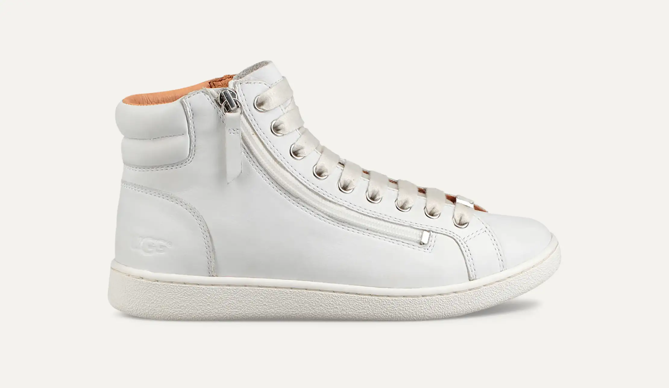 【UGG】Olive Leather Trainer ハイカット スニーカー ホワイト セール！【UGG】Olive ハイカットレザースニーカー/送料込 (UGG