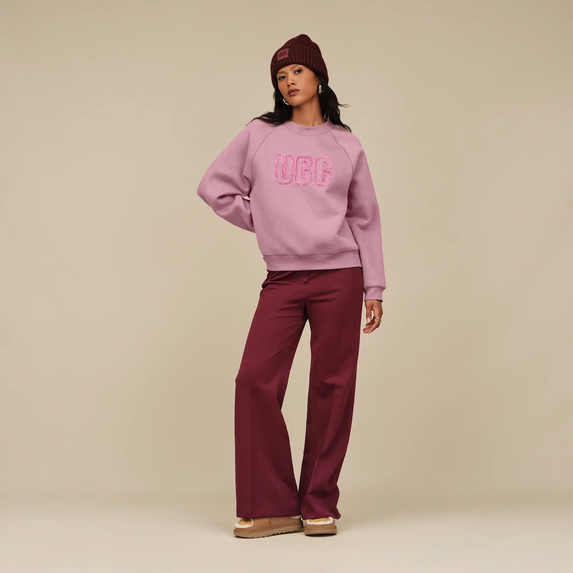 ☆大特価☆ UGG スウェットピンクグレー UGG - UGG アグ スウェット トレーナー 1123718 Madeline Fuzzy