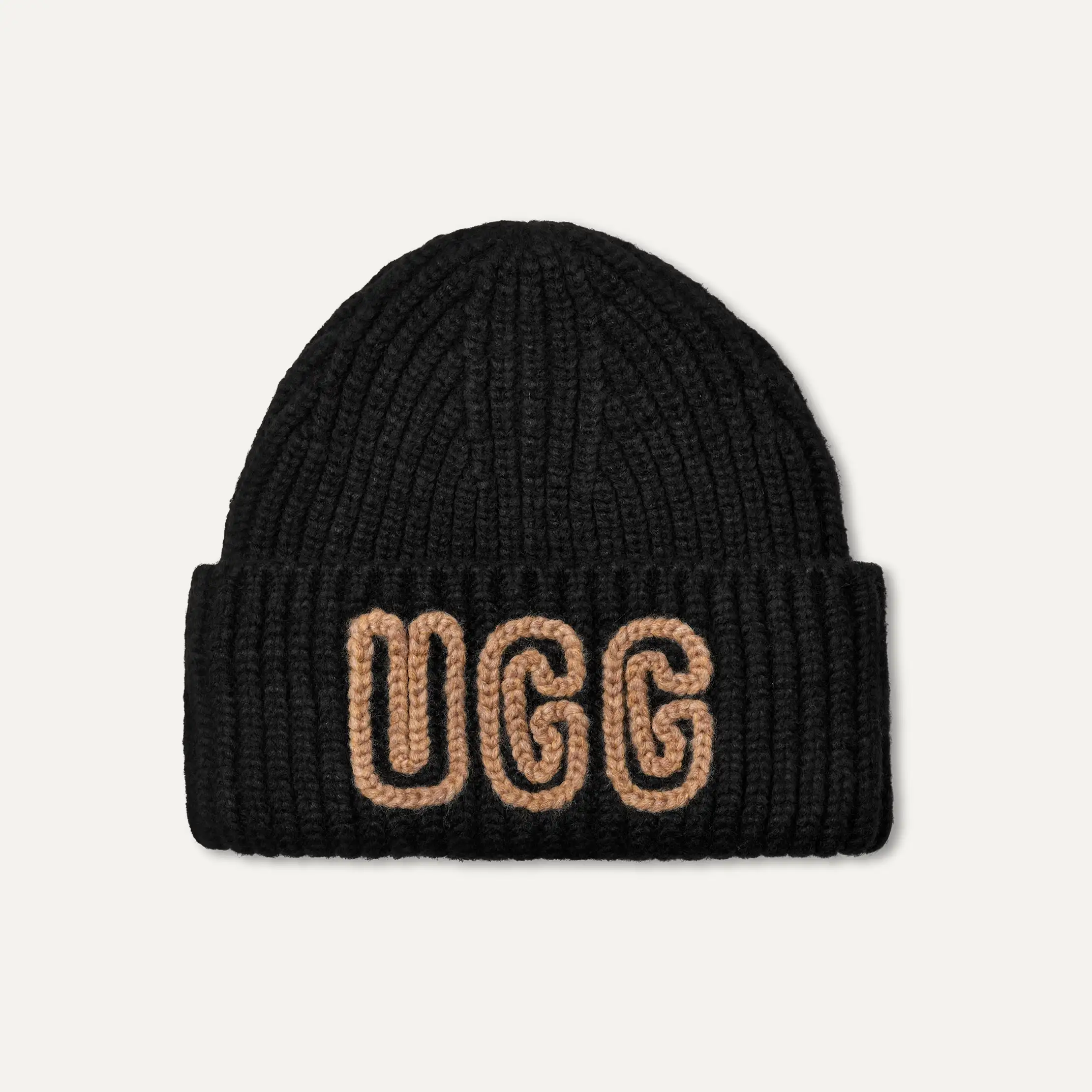ugg ビーニー UGG アグ ニットキャップ レディース W CHUNKY RIB BEANIE LOGO
