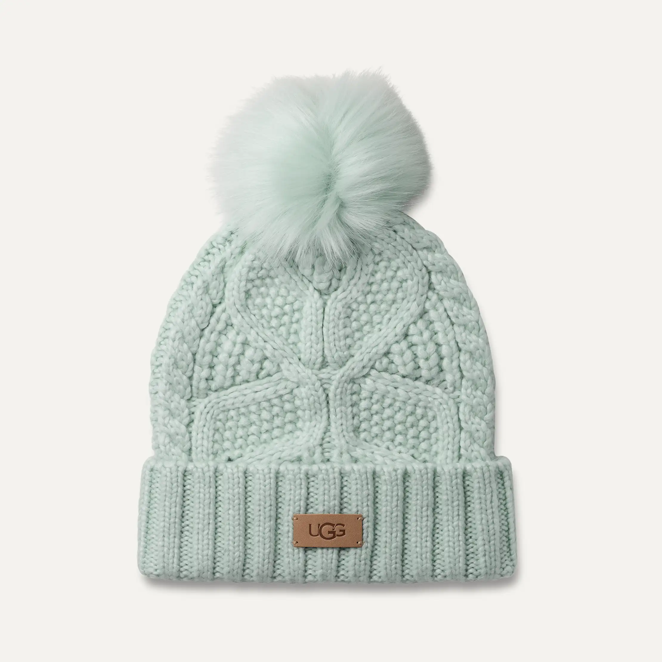 Women's Cable Beanie With Pom