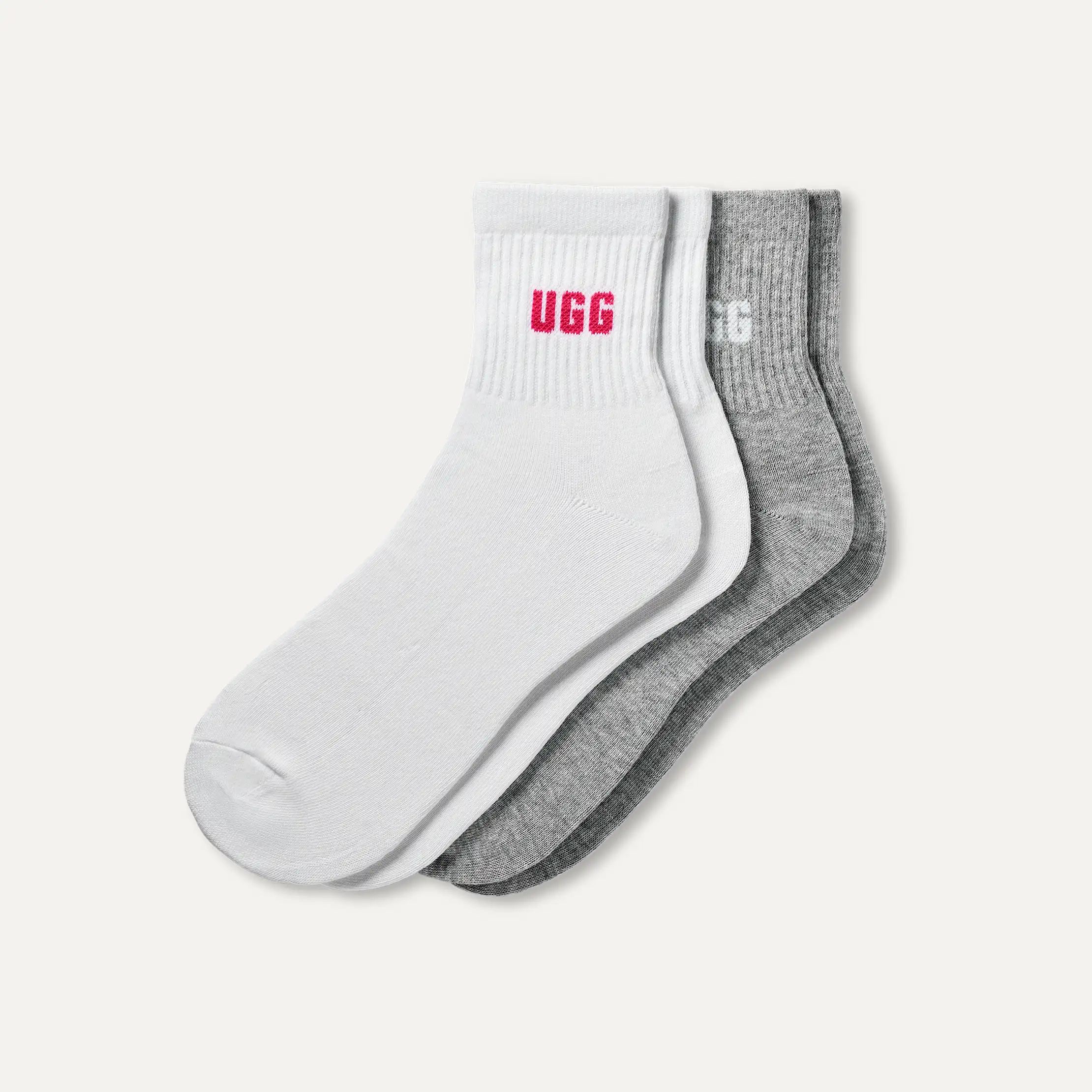 (取寄) アグ レディース ロゴ クオーター 2 パック UGG women Quinlin Logo Quarter 2 Pack Chroma Pink/Grey Heather Quinlin Logo Quarter Socks 2 Pack for Women | UGG®