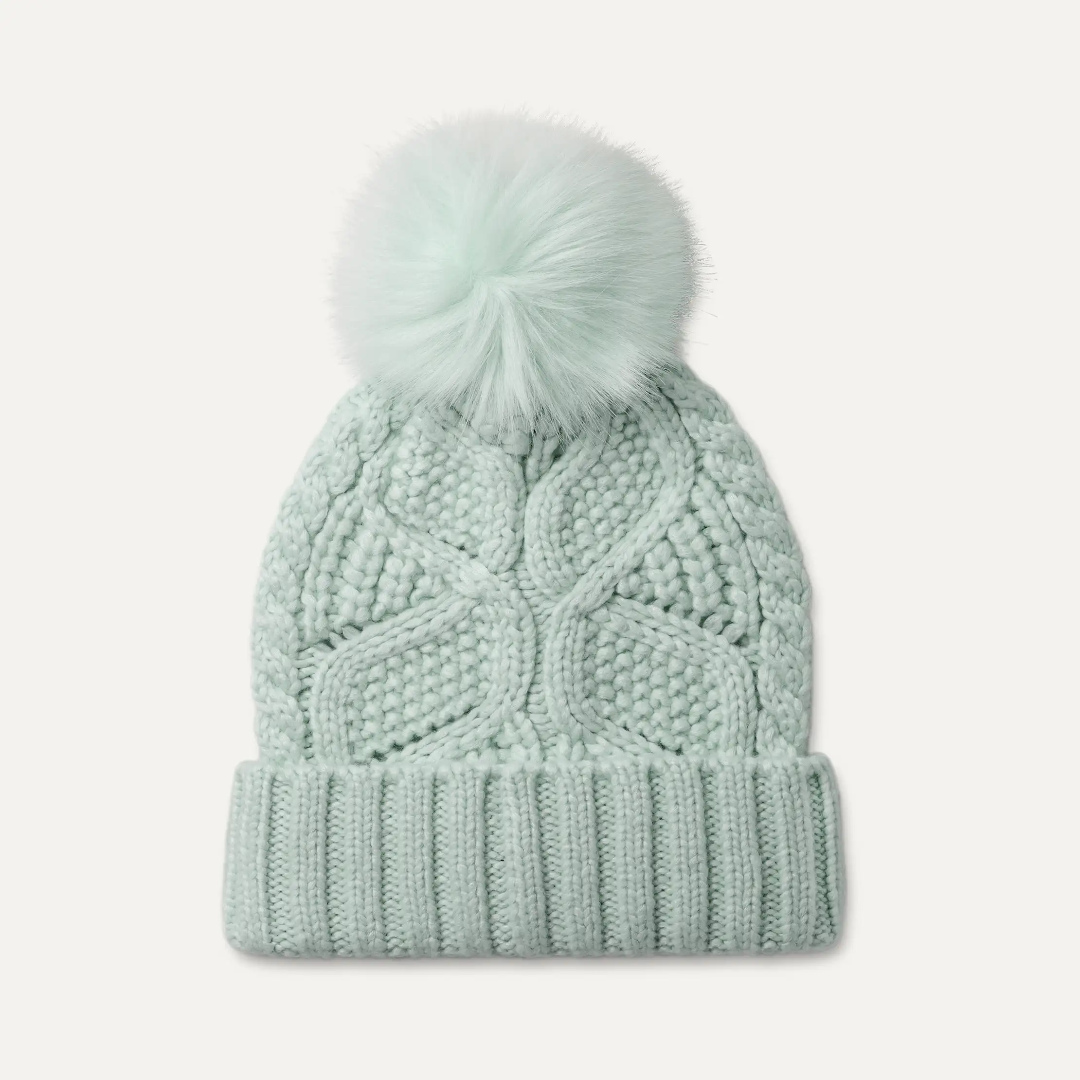 Women's Cable Beanie With Pom