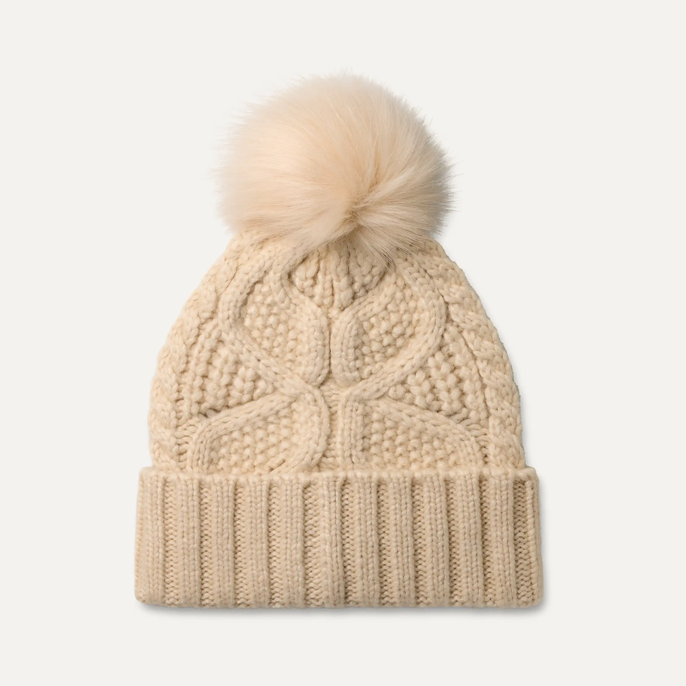 Women's Cable Beanie With Pom