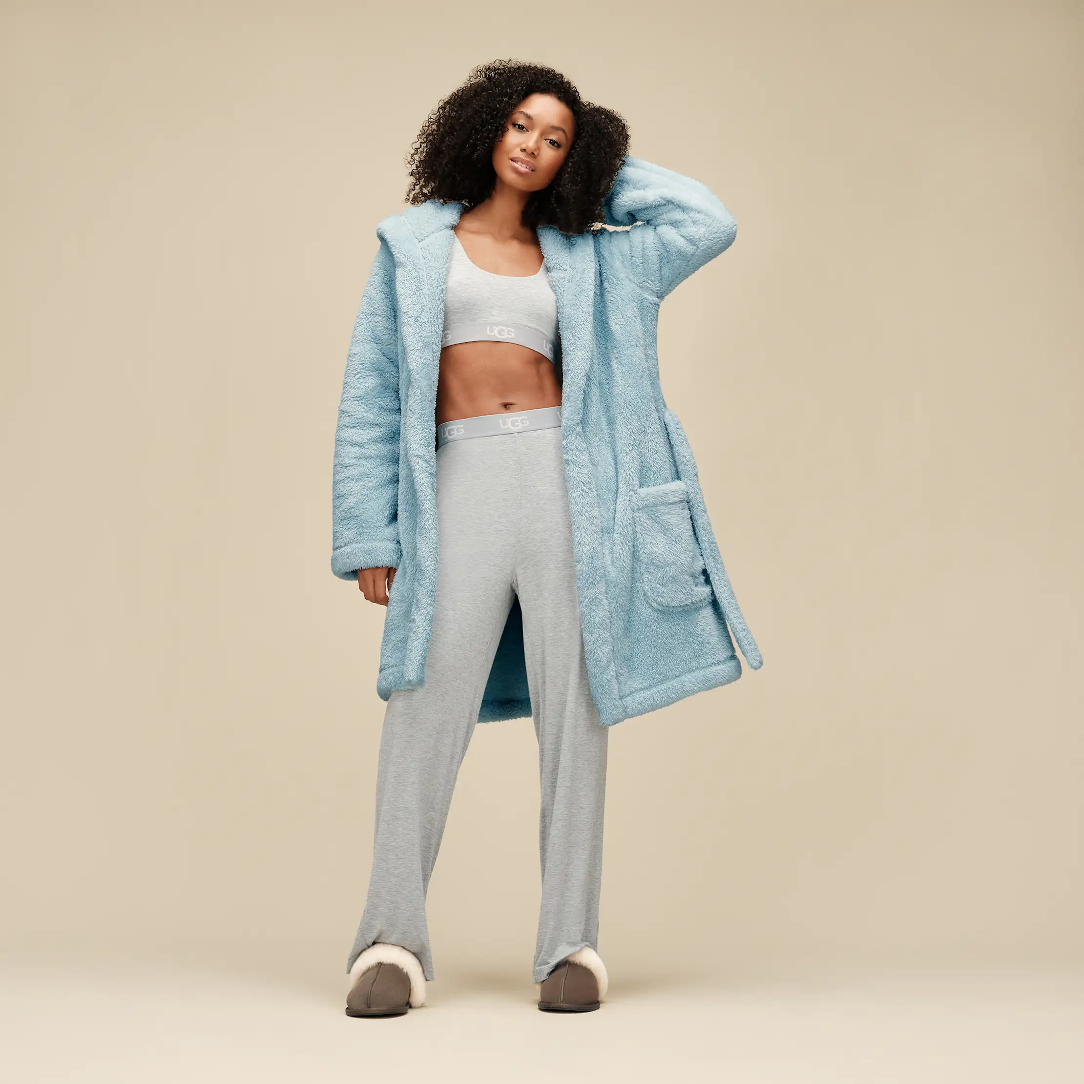 ugg dressing gowns ladies UGG Women's Aarti Fleece Tops in Sky Blue, Size XL