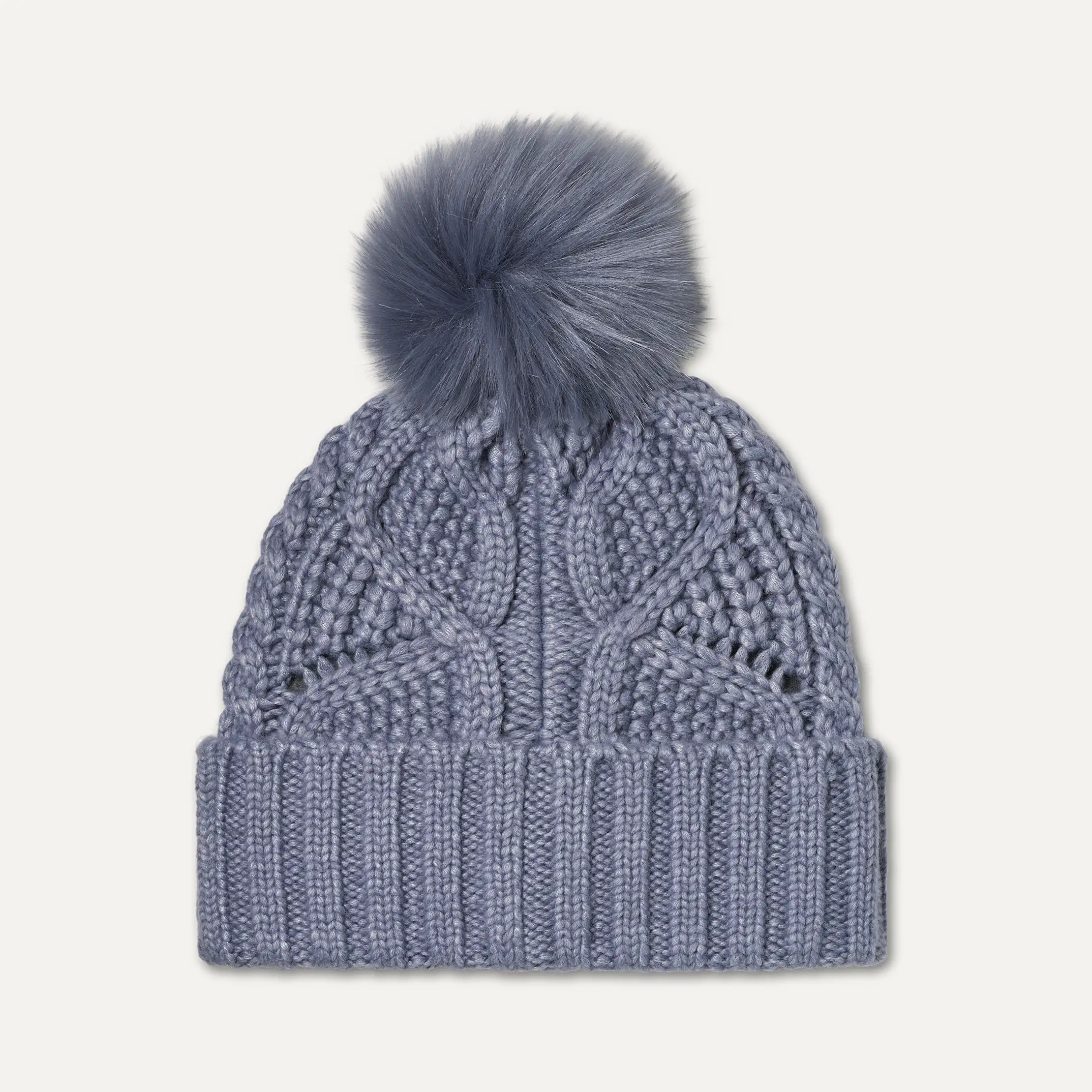 Cable Beanie With Pom