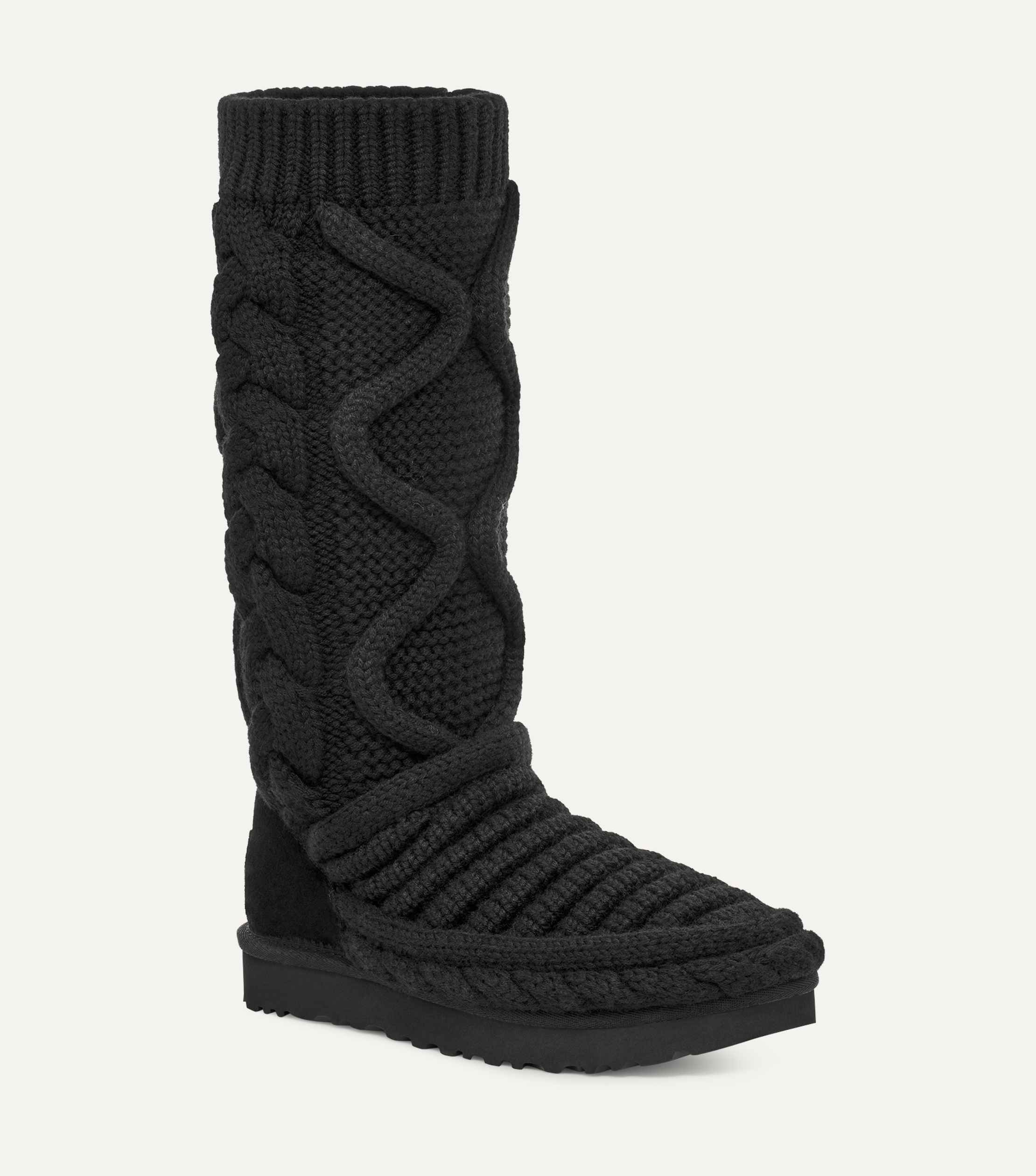 BLACK KNIT CHUNKY BOOTS