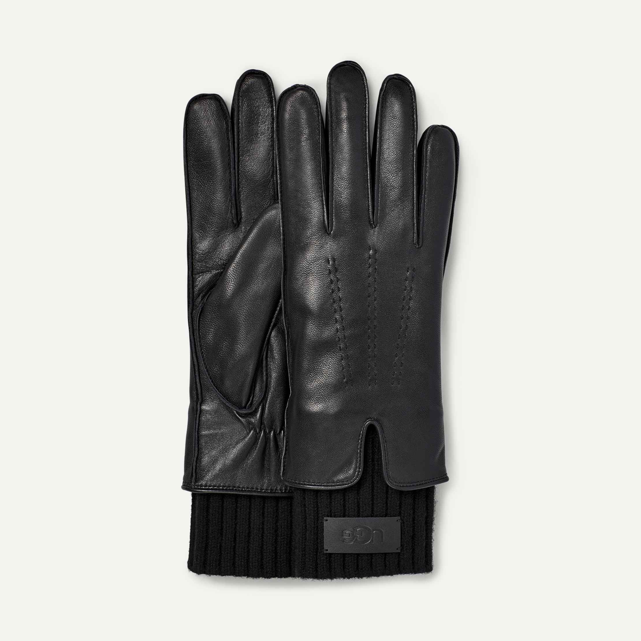 Calvin Klein Men's Knit Cuff Suede Glove, Black, Small at
