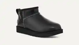 【関税込み】W Classic Ultra Mini Boots - UGG - Leather - Blu UGG® Classic Ultra Mini Leather Regen for Women | UGG®