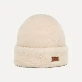 Chapeau à revers en peau de mouton bouclée