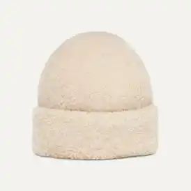 Chapeau à revers en peau de mouton bouclée