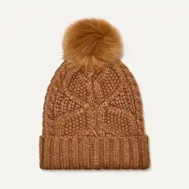 UGG High Crown Beanie ブラウン OS UGG® Cable Beanie With Pom for Women | UGG®
