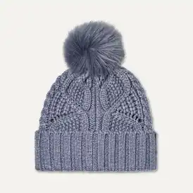 Cable Beanie With Pom