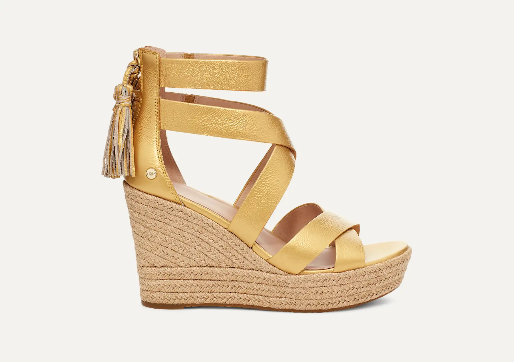 Wedge Sandals Ugg Sandals Gold UGG Womens Elena Metallic Soft Gold