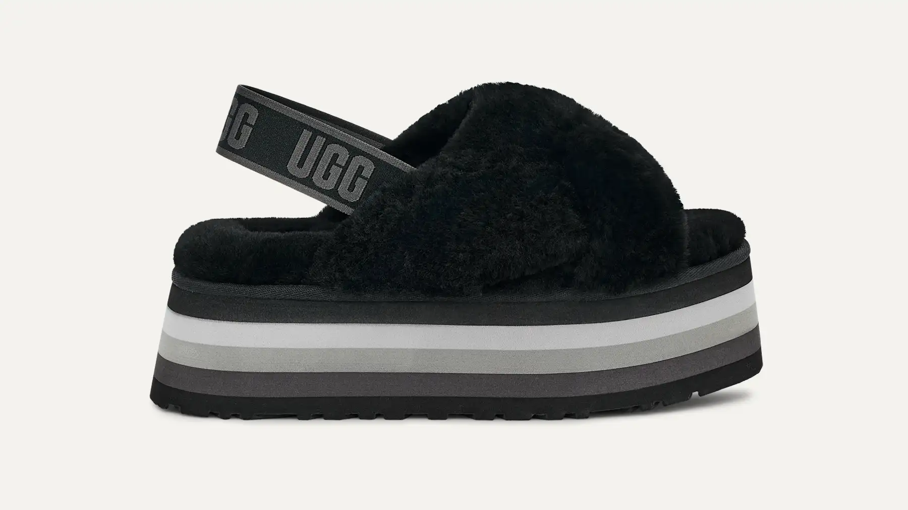 Ugg Disco Slide Slippers Black Gray And White Ugg Slides Disco