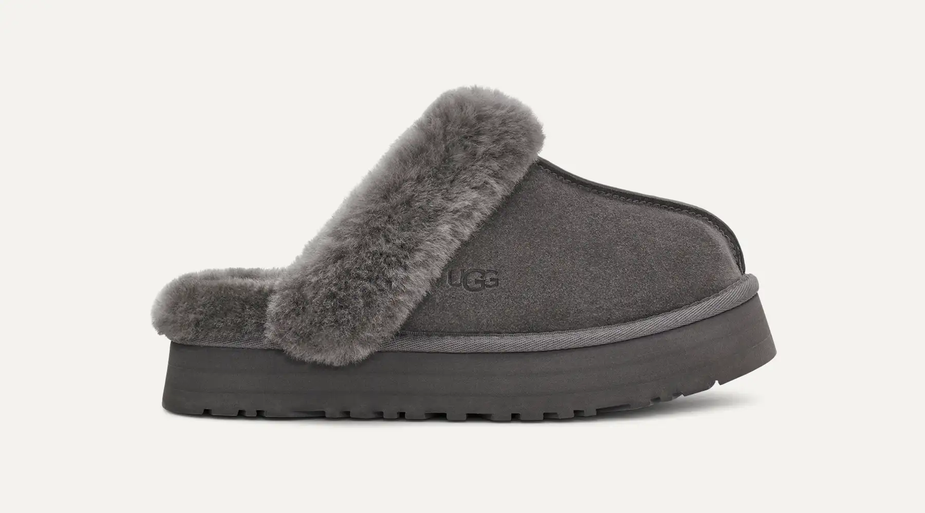 関税送料無料【UGG】Disquette suede flatform slippers New 100% Authentic UGG Soft Disquette Platform Slippers Sand