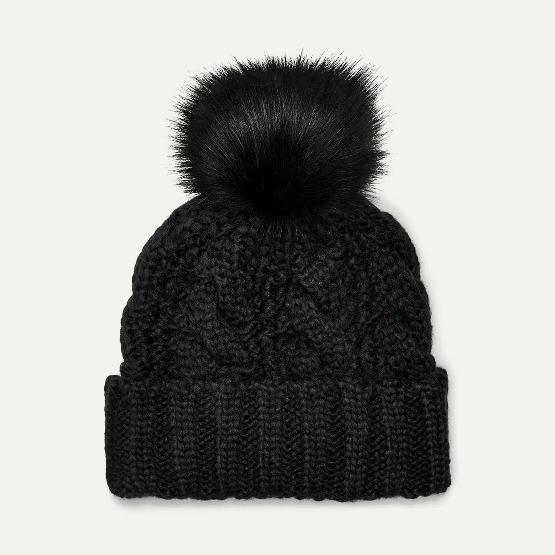 UGG 黒 ニット帽 ポンポン付き UGG ニット帽 レディース ブランド アグ 秋冬 ボンボン ケーブル