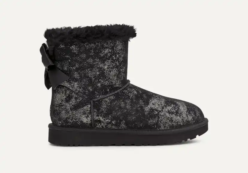 【新品】UGG STARGIRL BOW MINI ブーツ 25cm UGG STARGIRL BOW MINI WOMEN ANKLE BOOTS SUEDE BLACK US 5 /UK