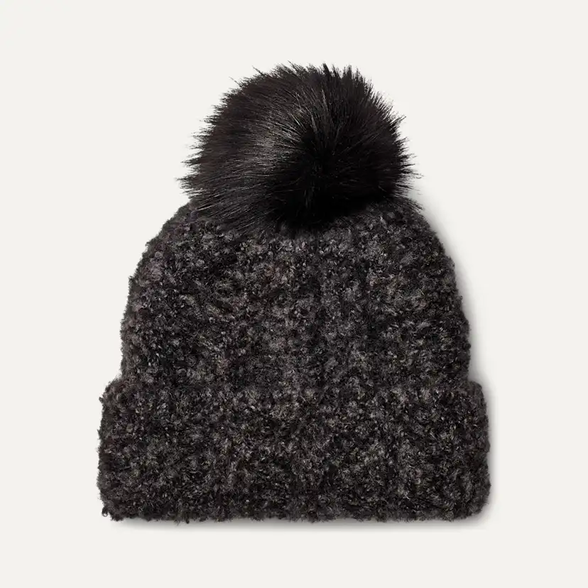 UGG  Boucle Slouchy  Beanie With Fur Pom UGG174 Womens Faux Fur Beanie with Pom at Amazon Women main image 3