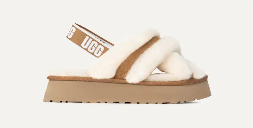靴 UGG W DISCO CROSS SLIDE UGG Women's Disco Cross Slide Sandals, Slip On, Platform