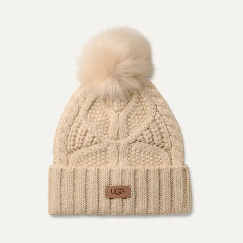 Cable Beanie With Pom