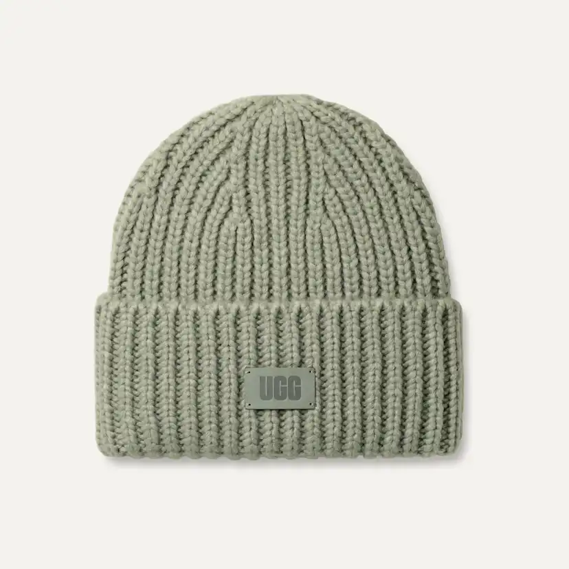 UGG正規品 CHUNKY RIB BEANIE LOGO LIGHT GREY UGG® Chunky Rib Beanie for | UGG®